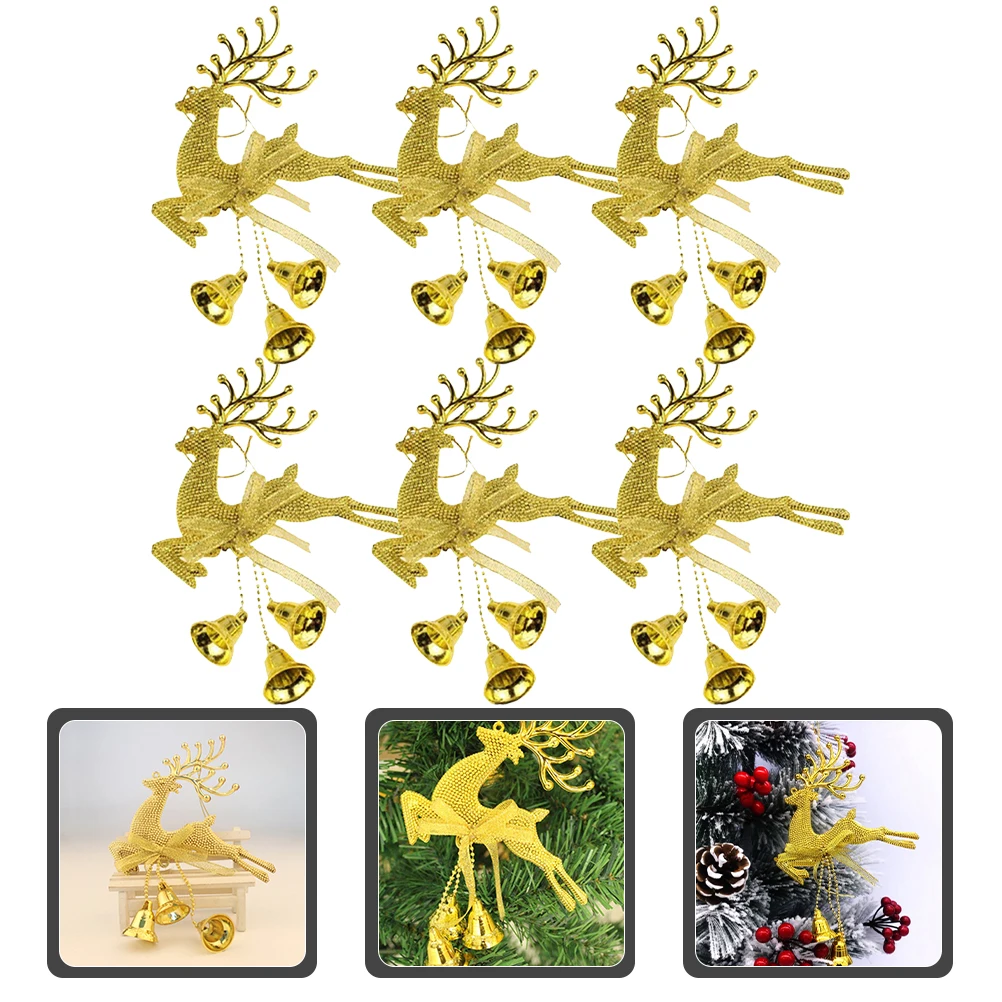 

6pcs Christmas Hanging Decorations Reindeer Pendants Xmas Tree Ornaments Holiday Party Supplies Lightweight Red Green Deer