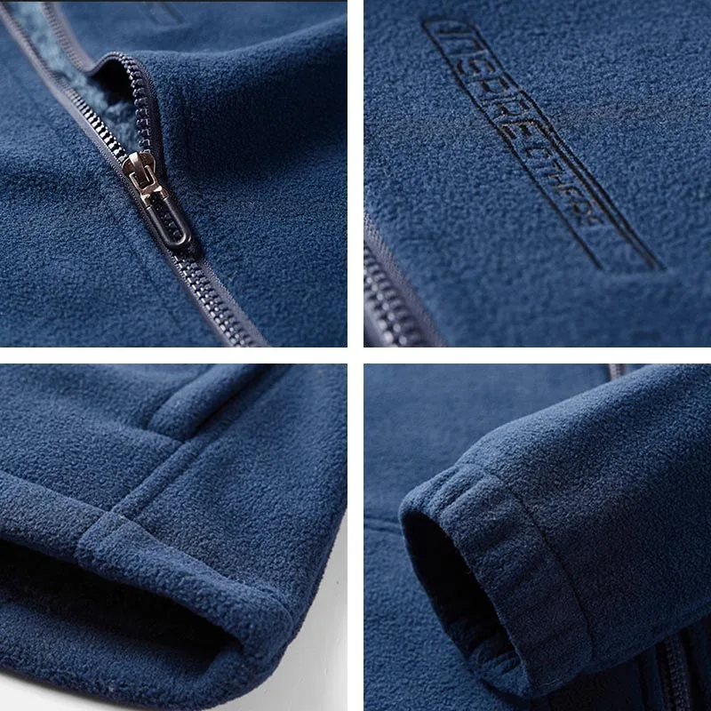 Fleece Jacket Autumn Winter Men Plush Think Warm Jacket Men Sided Velvet Windproof Jacket Men Outdoor Casual Coat Male