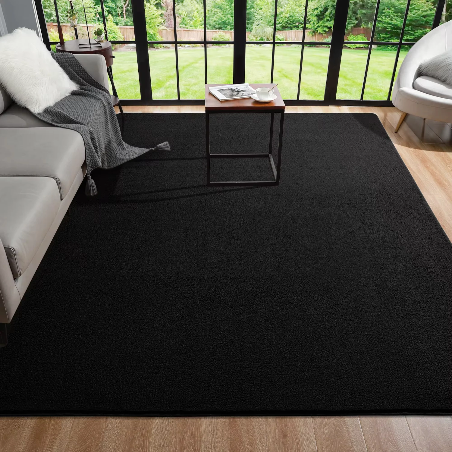 Black Rugs Living Room Carpet Nonslip Bedside Rugs Large Soft Floor Rug Children Game Mat Rectangular  Decoratio