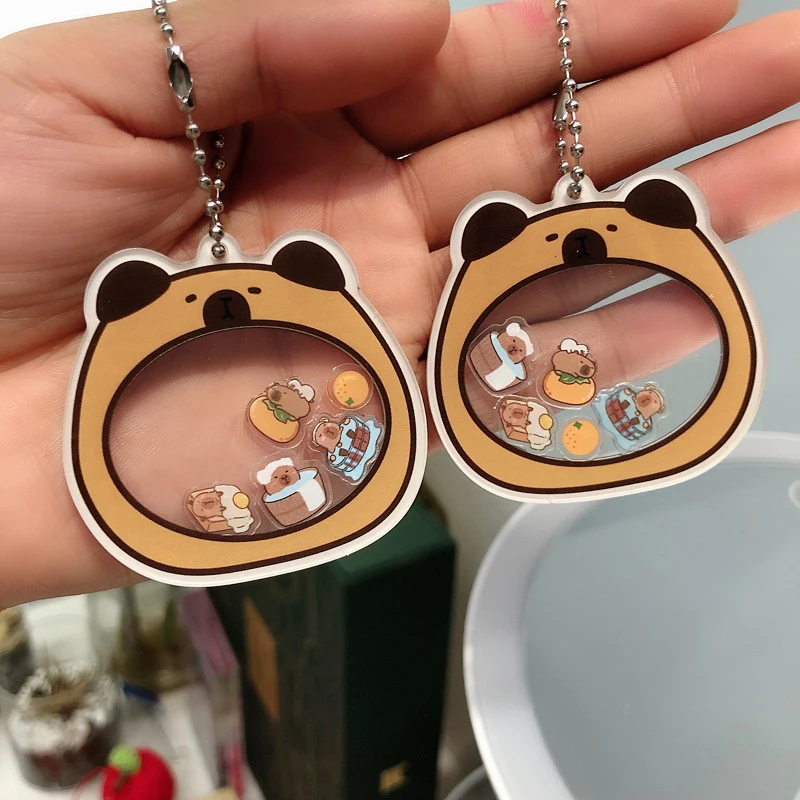 Cartoon Capybara Shake It Keychain Capybara Dolls Acrylic Key Chain Cute Guinea Pig Animal Keyring Bag Pendant Gifts Accessories