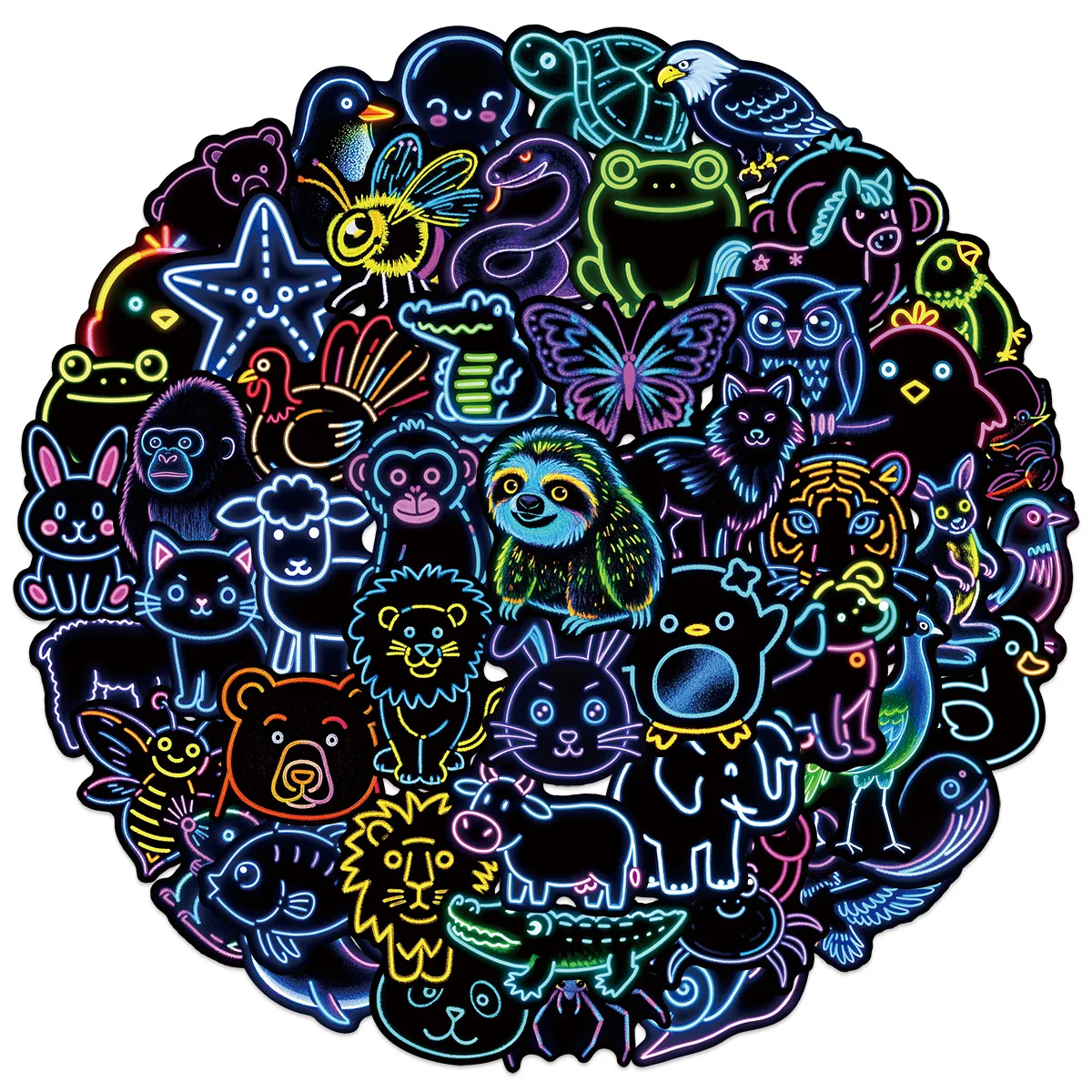 10/30/50PCS Neon Niedlichen Tier Aufkleber Cartoon Lustige Kreative Persönlichkeit Graffiti Aufkleber für Handy Fall Wasser tasse Gitarre