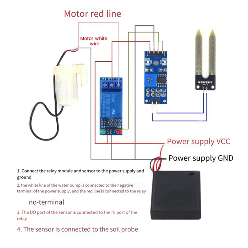 

5X модуль автоматического орошения DIY Kit модуль автоматического полива обнаружения влажности почвы автоматический насос воды-AAAE