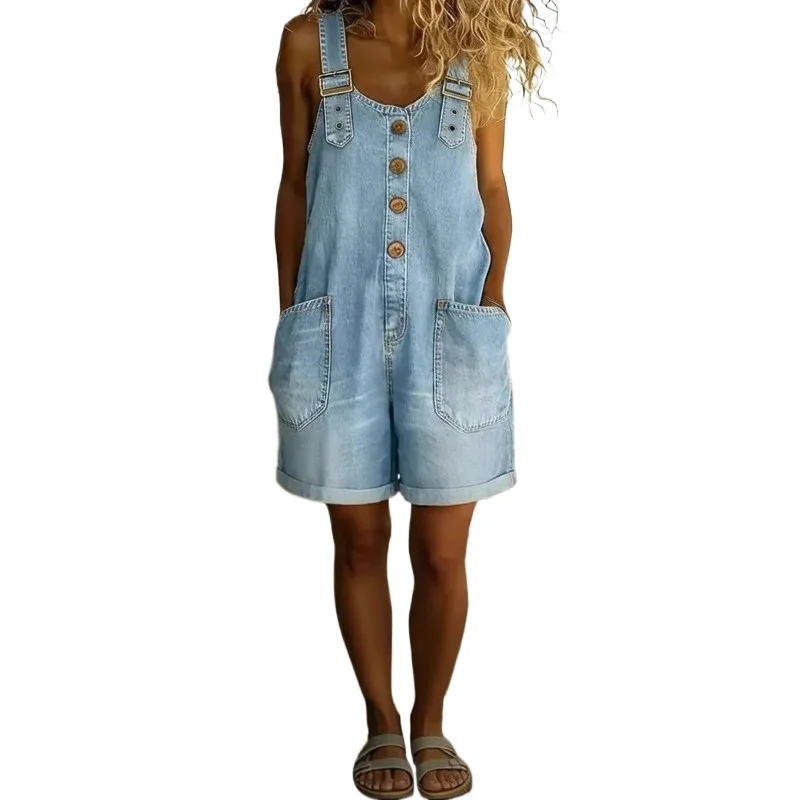 

Denim Overalls Cross-border European and American Popular Loose and Thin High Waist New Shorts Women's Summer Pants Manufacturer