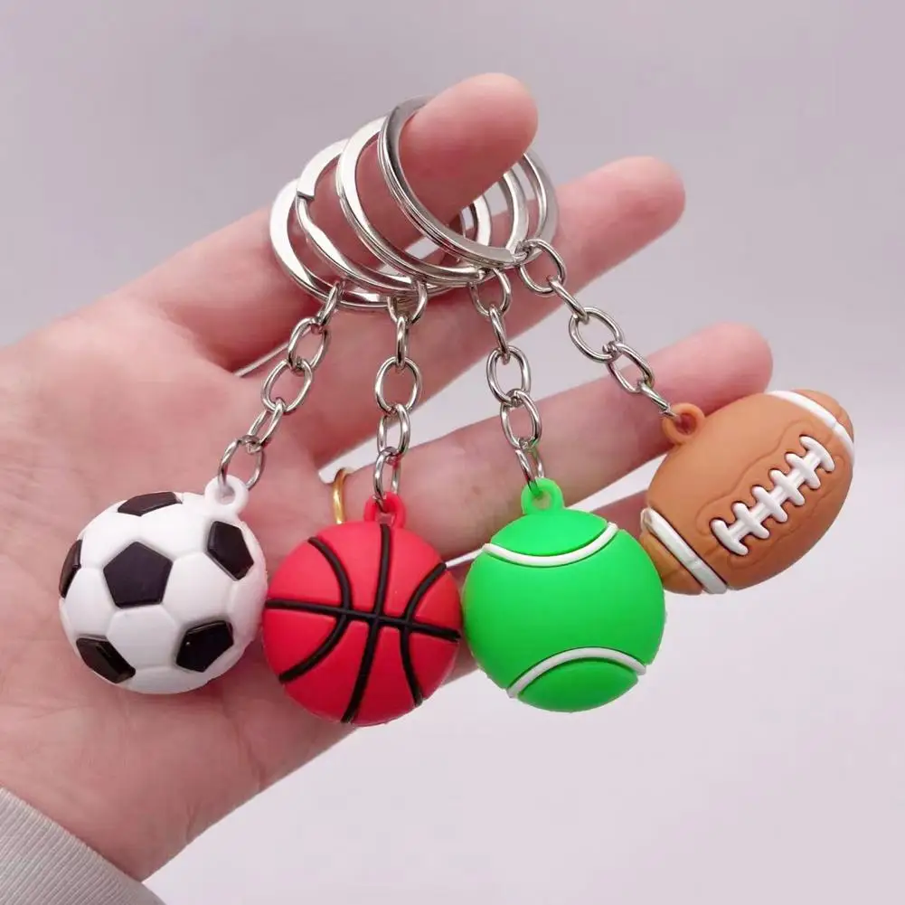 Key Chain Commemorative Match Ball Reusable Souvenir Gifts Football Tennis Rugby Basketball Key Ring Bag Pendants for Fans