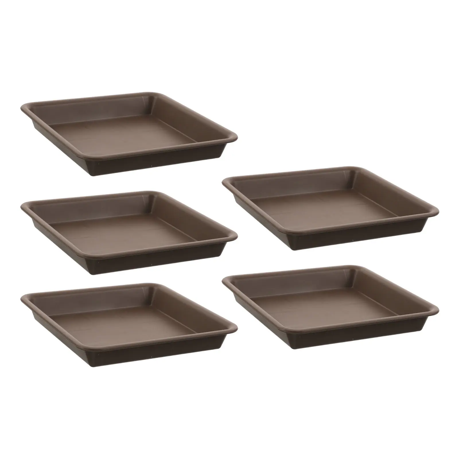 5Pcs Square Plastic Plant Tray Decorative Brown Water Collection Pan Drip Tray for Indoor Outdoor Flower Pots Window Sill Herb