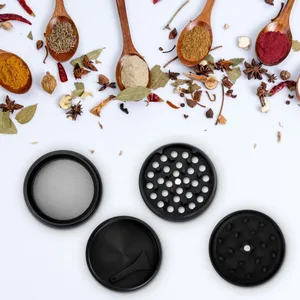 Kẽm Hợp kim Máy xay thảo dược, thuốc lá hướng dẫn, máy nghiền gia vị, thuốc lá thảo dược gai dầu, phụ kiện hút thuốc, dụng cụ nhà bếp, 4 lớp, 1.6 8 Bộ bán hàng chính cho các loại thảo mộc - №1