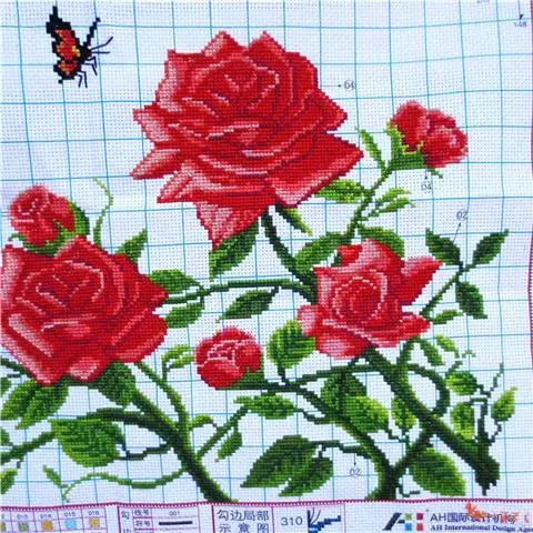 Pure handmade cross stitch finished butterfly love flower blooming rich and noble peony flower new living room decoration