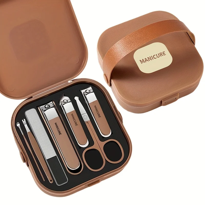 7-teiliges Edelstahl-Nagelpflegeset Anti-Spritz Tragbares Maniküre-Set Nagelknipser, Feile und Trimmer Ideal für Zuhause und Reisen – Detail 10