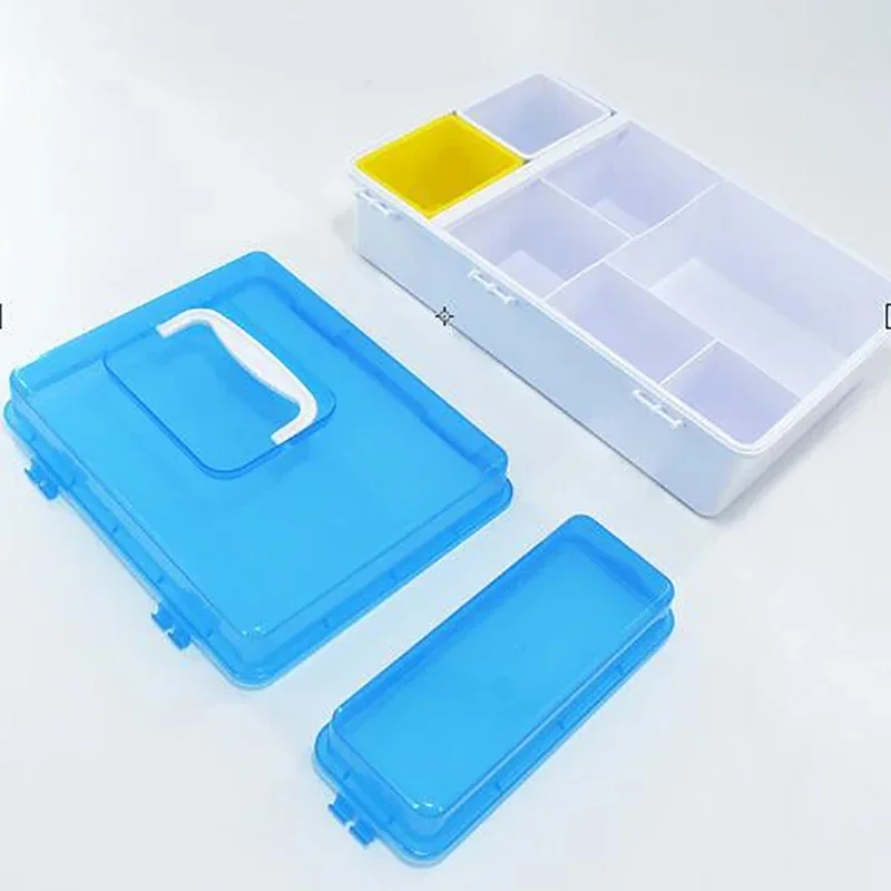 First Aid Box Organizer with Compartments, Plastic Handle Storage Box Family First Aid Container Box Medicine Box Organizer