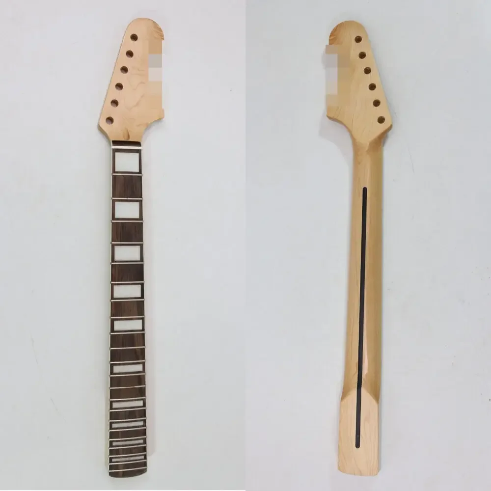 

Maple Guitar Neck 22 Fret 24inch Rosewood Fretboard Block Inlay with Binding Back Strip Clear Paint Unfinished DIY Project