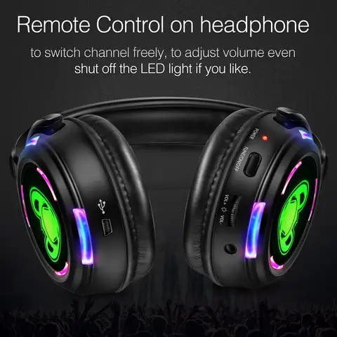 Silent Disco Drahtlose Kopfhörer und RF LED LOGO Headset für DJ-Musikpartys und Clubs – nur Kopfhörer