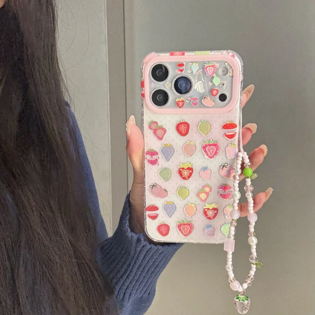 

Gilded Colorful Strawberry Phone Case for iphone 17 Promax 16 15 Back Cover Gift