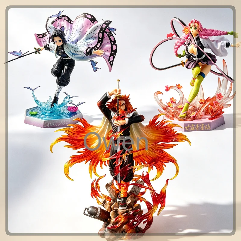 Figura de acción de PVC de Shinobu Kocho, Kyojuro Rengoku y Mitsuri Kanroji en pose de pie, Demon Slayer Kimetsu No Yaiba, estatua grande, regalos