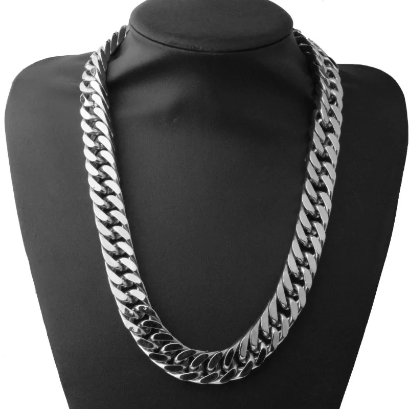 

Top Quality Womens Mens Jewelry Set Miami Curb Cuban Link 316L Stainless Steel Hip Hop Gold Silver Color 15mm