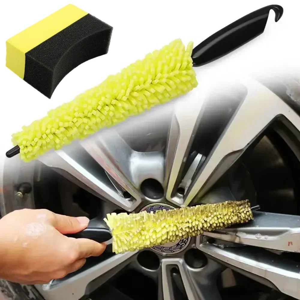 

Motorcycle Sponge Brush Car Wheel Tire Rim Hubcaps Wash Auto Cleaning Tool with Plastic Handle Bicycle Dirt Pit Bike Accessories