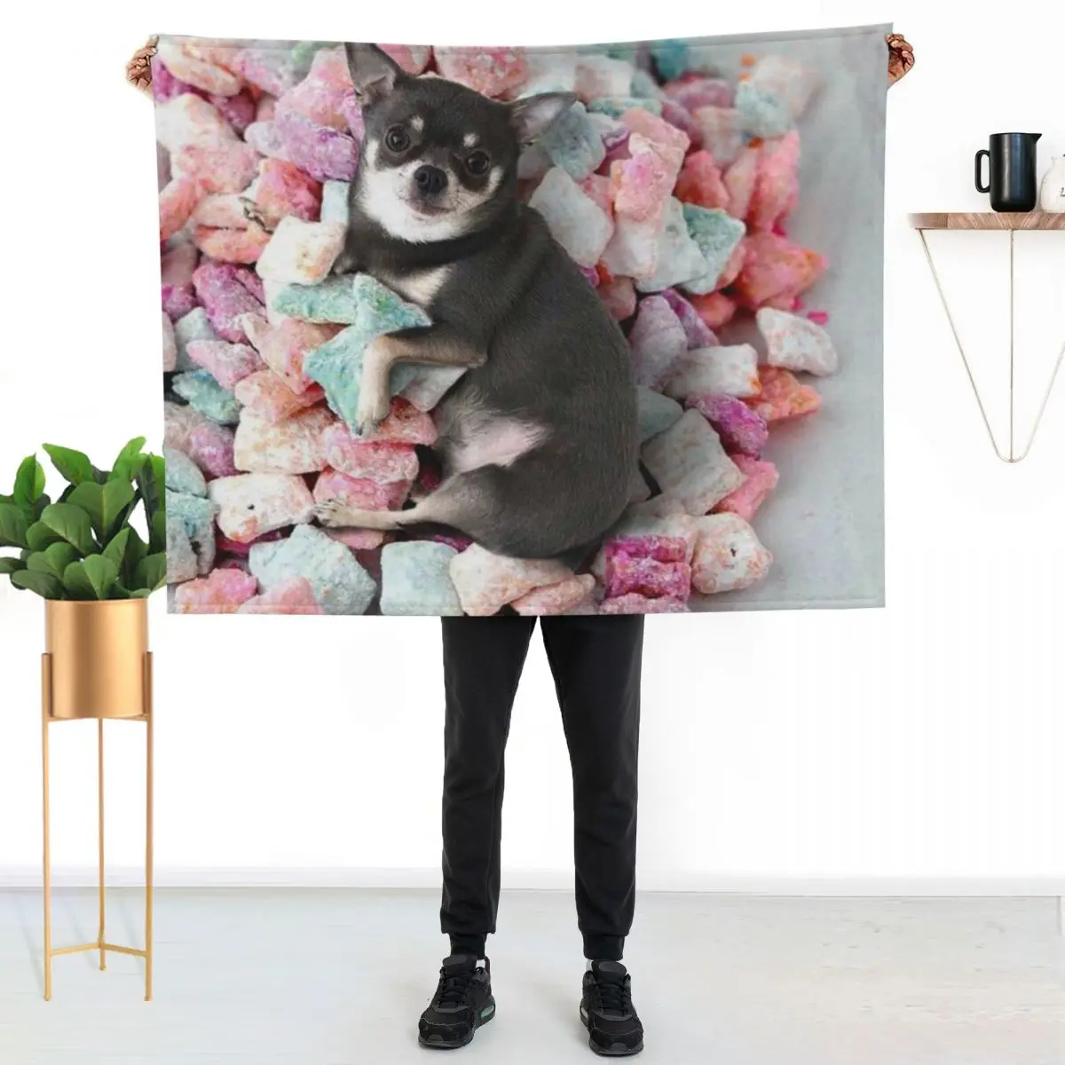Chihuahua Cute Candy Throw Blanket Plush Giant Sofa Kid'S Sofa Quilt Sleeping Bag Luxury St Blankets