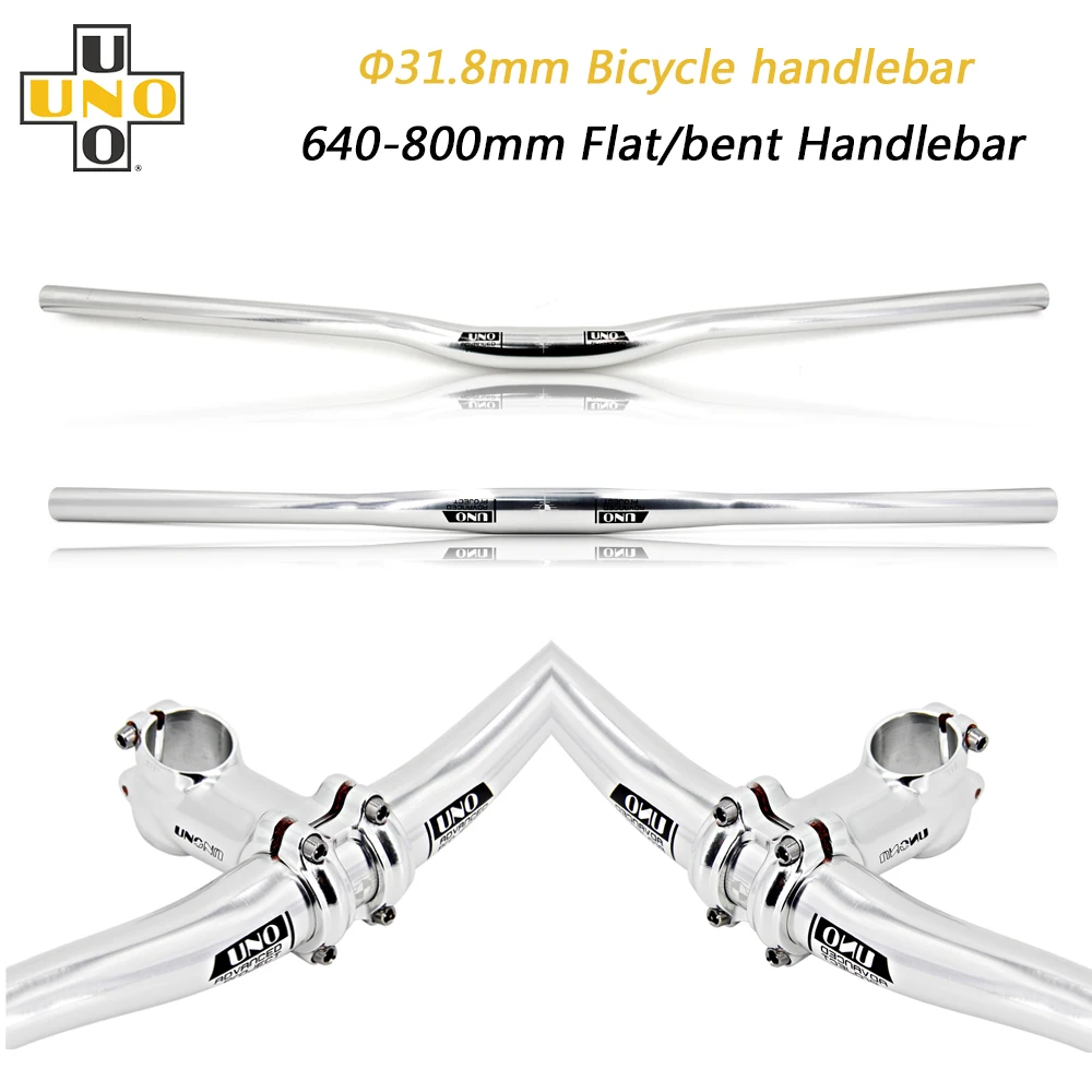 

UNO Bicycle Handlebar MTB Bike Silver Handlebar 31.8MM 640/680/720/740/760mm Handlebar Bicycle Rise Flat Handle bar Bycicle Part