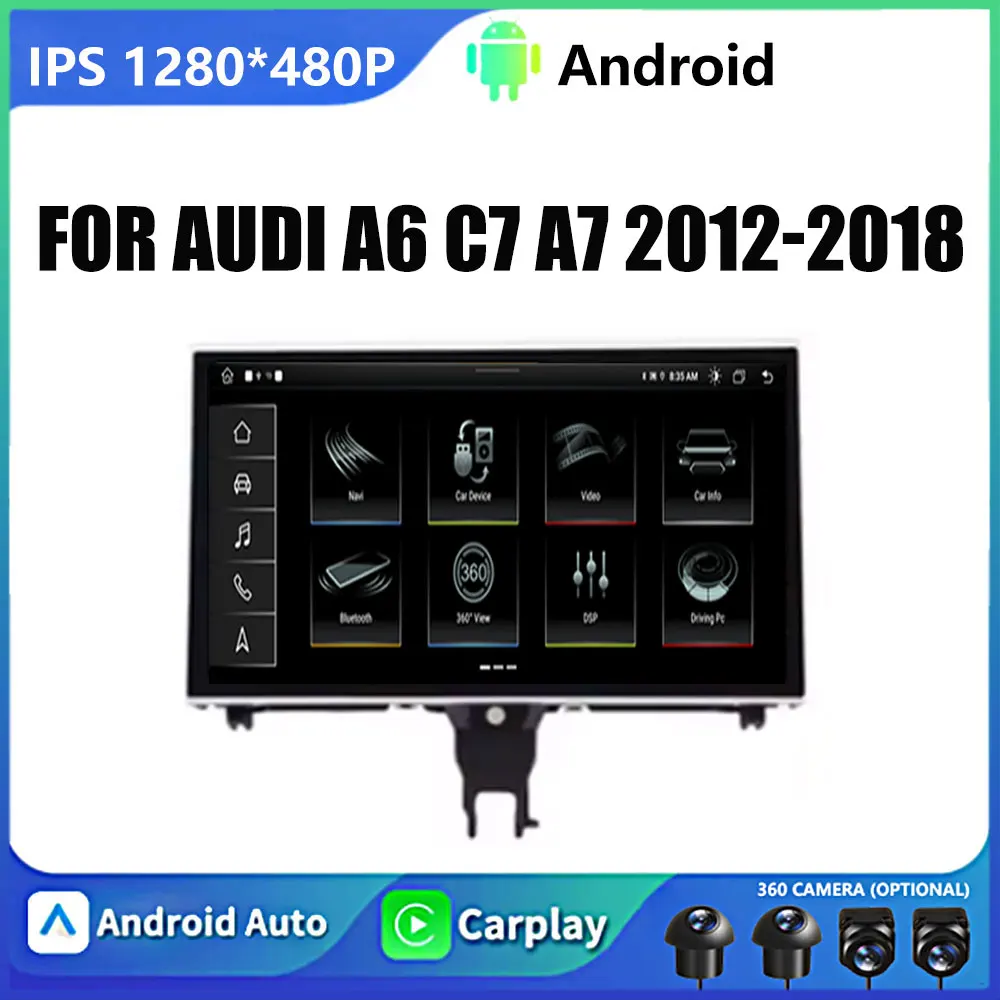 9 4G Android OS Car Radio Video Multimedia Player For Audi A6 C7 A7 2012-2018 Car System DSP Stereo WIFI BT 5.0