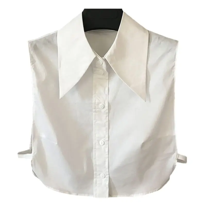 Kantoor dames dames elegante katoenen afneembare half-shirtblouse kleur puntig voor driehoekige revers valse nepkraag