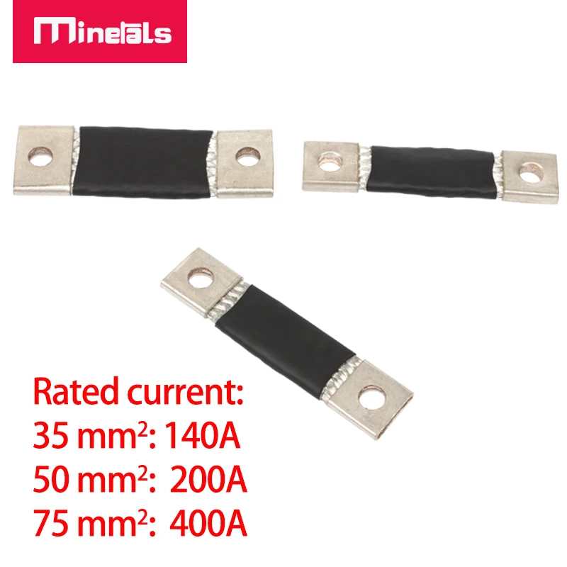 72mm Flexible Bus Bar 35mm2 50mm2 75mm2 For 140A 200A 400A Plated Copper Busbar M4 M6 M8 M10 Battery Isolation Braided Strap