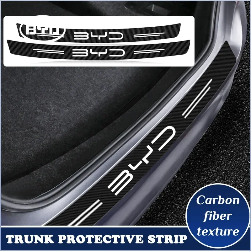 Carbon Fiber Car Rear Bumper Trunk Guard Protected Sticker for BYD Atto 3 Seal Seagull Act 3 Tang F3 Yuan Song Plus Valve Stems