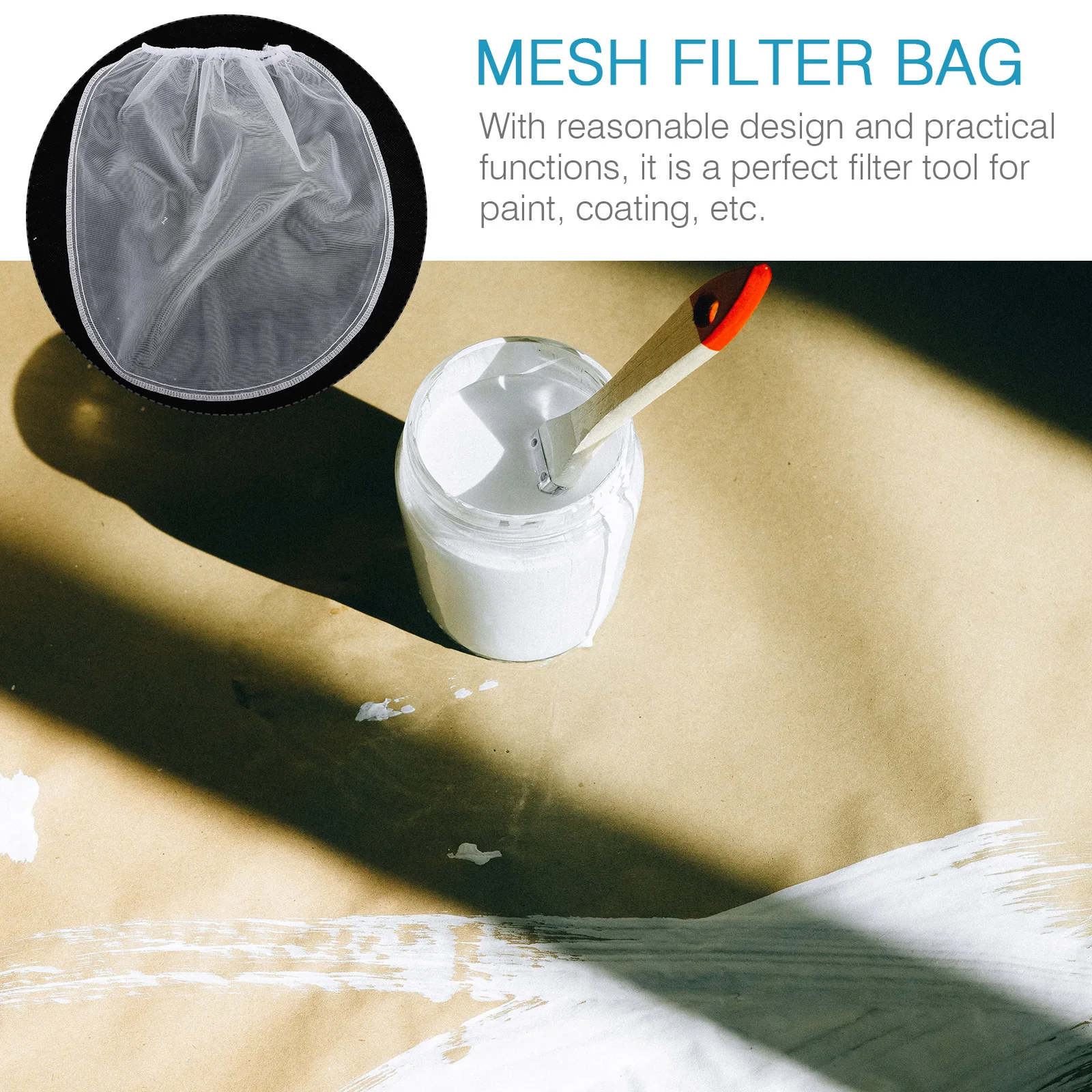 

10 Pcs Filter Paint Filtering Bag Nylon Mesh Strainer Drawstring White and Coating Bags