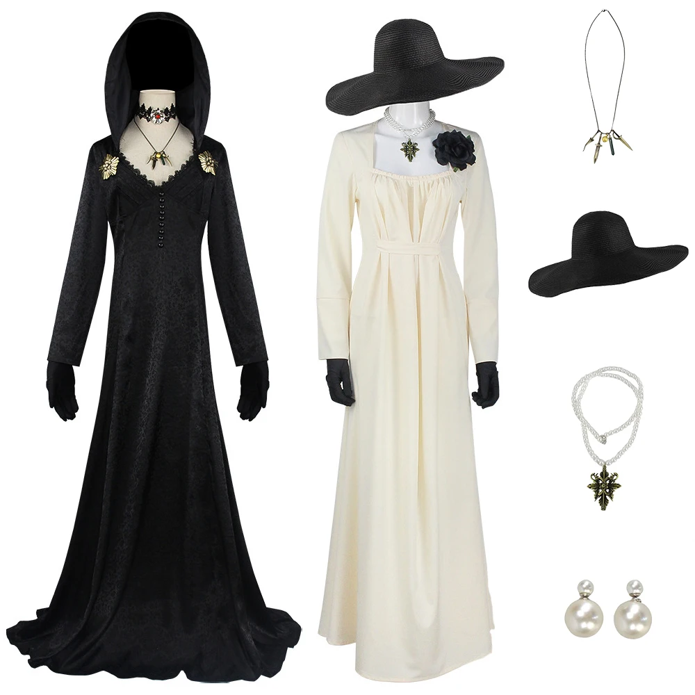 

2026 Hot Vampire Lady Moth Lady Inspired Long Dress Cosplay Costume from Survival Horror Game Series Halloween Stage Outfit