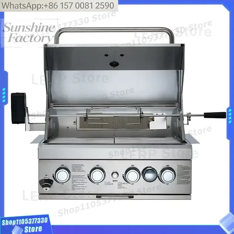 Built-In Wall Embedded Luxurious Premium Modern Korean Style 5 Burner Stainless Steel BBQ Grill for Backyard Use