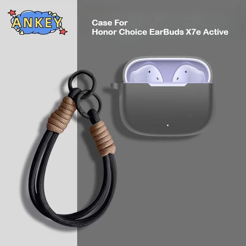 

Для Honor Choice EarBuds X7e Active Earphone Защитный чехол против падения Мягкие силиконовые беспроводные Bluetooth наушники с веревкой для переноски