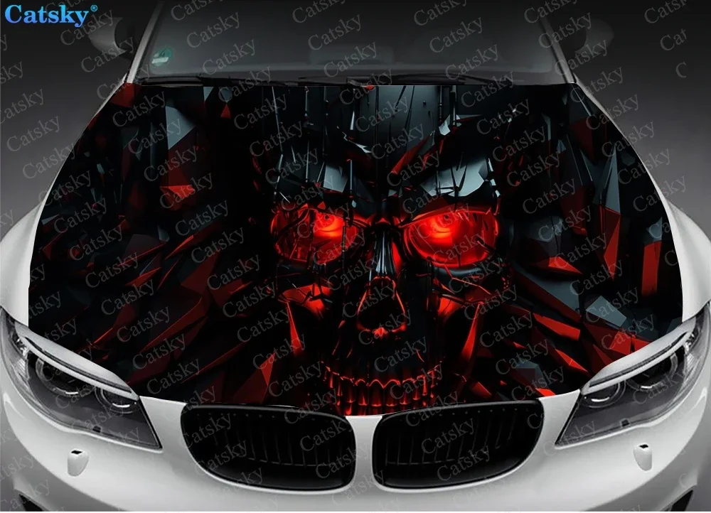 Dark Devil Skull Car Hood Vinyl Stickers Wrap Vinyl Film Engine Cover Decals Sticker Car Hood Protective Film