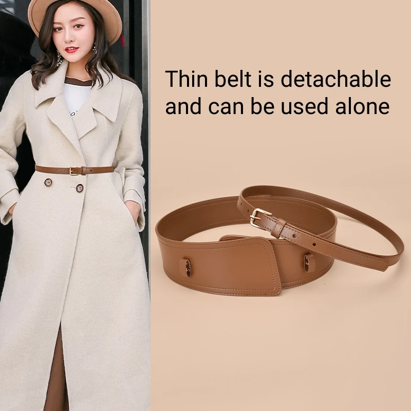 Removable Belt Genuine Leather Wide 7.8CM Fashion Pin Buckle Wide Waistband Corset Decorative Corset Coat Dress Belt Wholesale