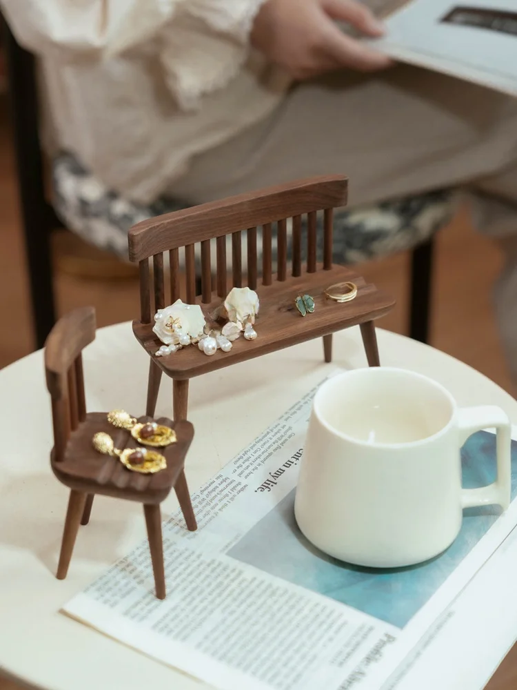 

Premium Feel Wooden Tray Gold Store Jewelry Earring Ring Display Stand Real Wood Treasure Box Storage Container