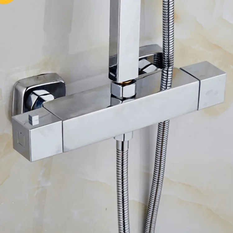 All-copper Shower Mixing Faucet, Double Rain Nozzle, Concealed Mixing Valve Bath Faucet