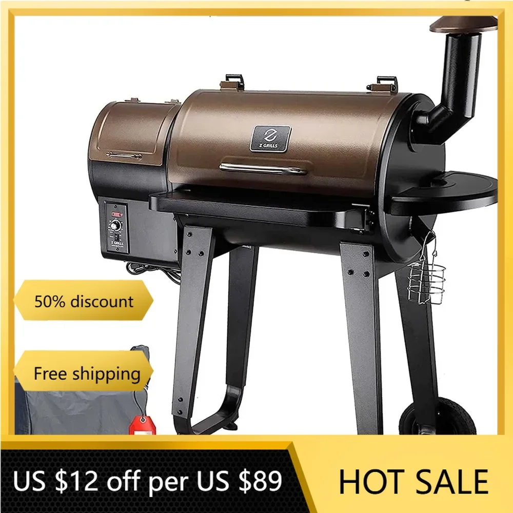 

Z GRILLS ZPG-450A 2024 Upgrade Wood Pellet Grill & Smoker 8 in 1 BBQ Grill Auto Temperature Control, 450 Sq in Bronze