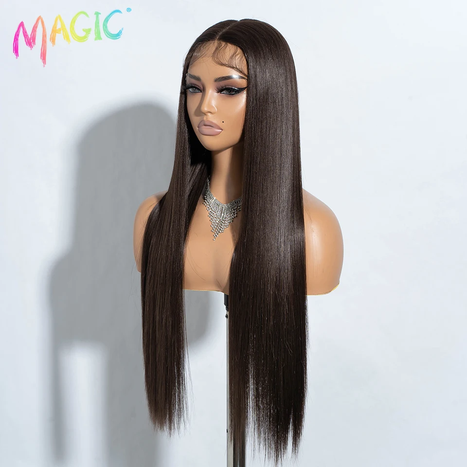 Magic Cosplay Wig Synthetic Lace Wig 30 Inch Long Straight Wigs Soft Rainbow Colorful Ombre Blonde Ginger Wigs For Women