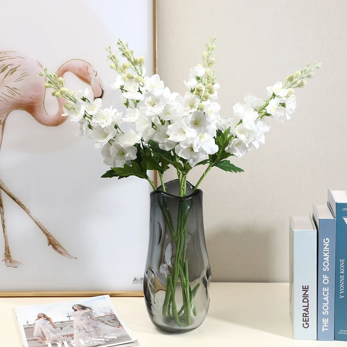 5Pcs/lot High-end Moisturizing Latex Delphinium Real Touch Artificial Flowers Luxuy Home Decor Fake Flowers Wedding Party Floral
