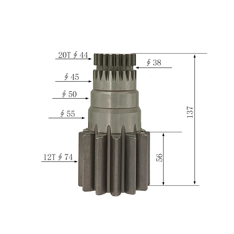 C/AT E303.5CCR Excavator Rotary Shaft Compatible with 12/20 Teeth × 137H Durable Excavator Part for Heavy-Duty Use