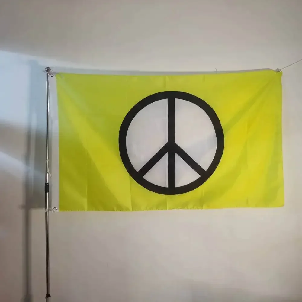 

Bright Yellow Peace Flag 3x5ft 90x150cm - Durable Polyester Banner for Wall Decor, Garden & Protest Symbol