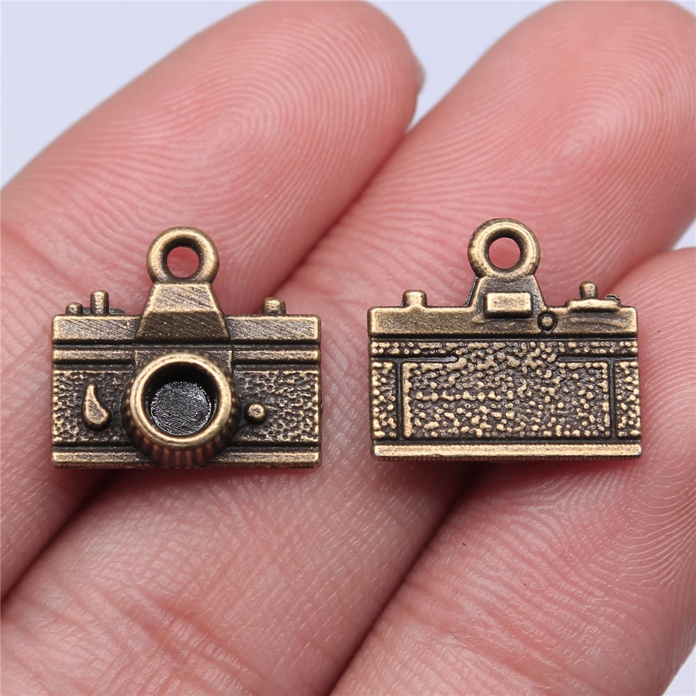 WYSIWYG 10pcs 15x14mm Antique Silver Color Antique Bronze Camera Pendant Camera Charm Pendant Camera Pendants Charm