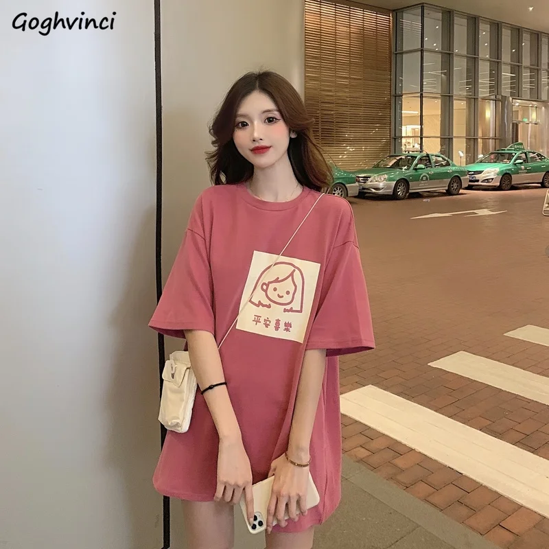 T-shirts Women Cartoon Printed Kawaii Pink Hot Sale 2XL Korean Style Harajuku All-match Popular  Selling Trendy Daily Chic