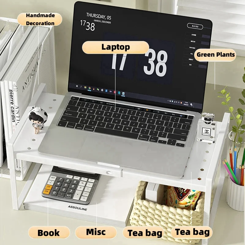 Desktop Shelf Adjustable Multilayer Desk Storage Rack Bookcase Desktop Bookcase Book Shelf Office Tiered Rack Metal Student