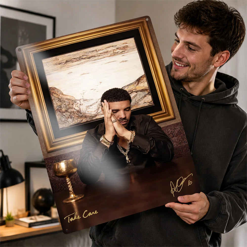 Drake 'Take Care' Album Cover Aluminum Poster Customized Metal Sign Bold Urban Rhythm Wall Art A Distinctive Gift For Rap Fans