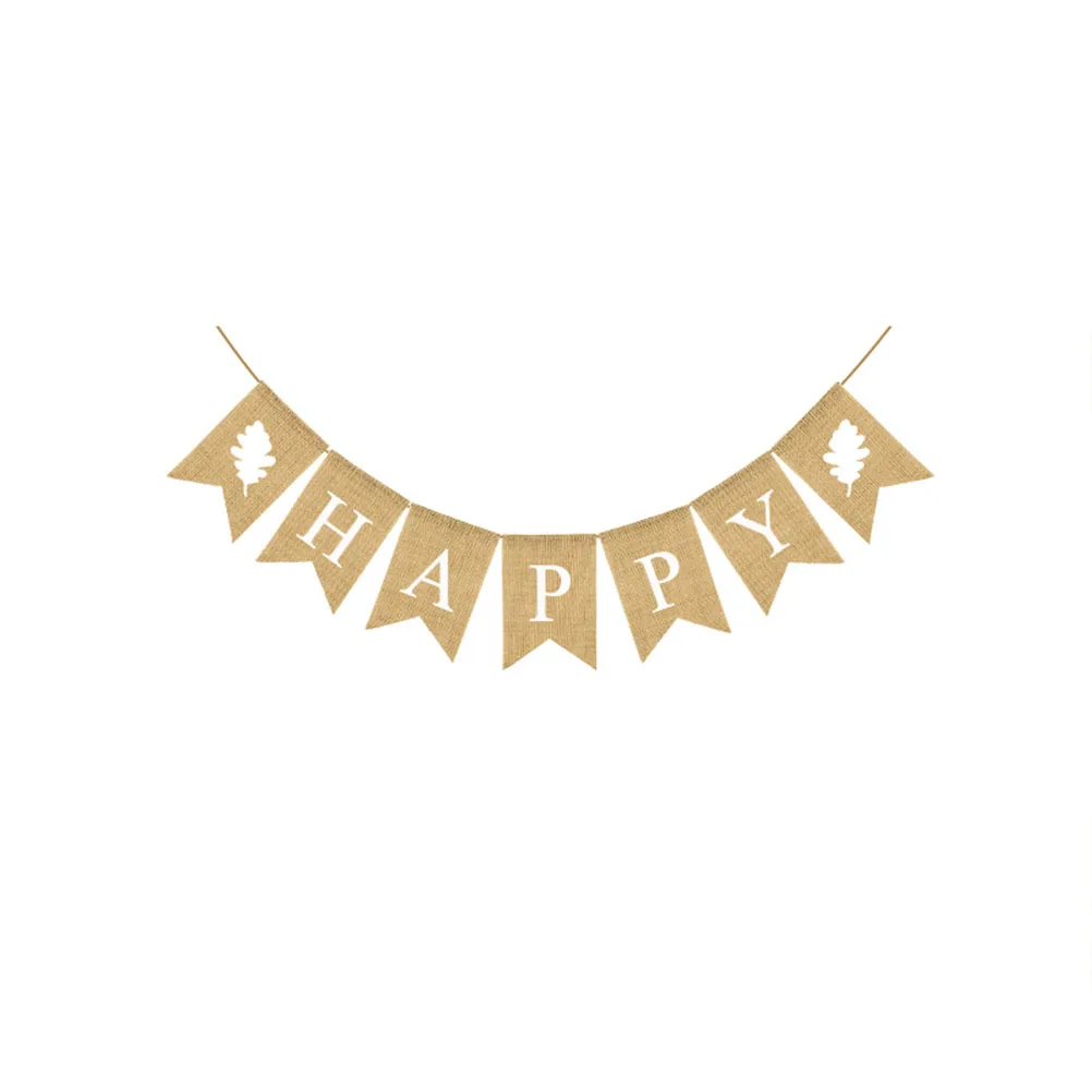 

Swallowtail Thanksgiving Bunting Linen Material Printed Letter Flag Reusable Party Decoration for Festive Atmosphere Photo Prop