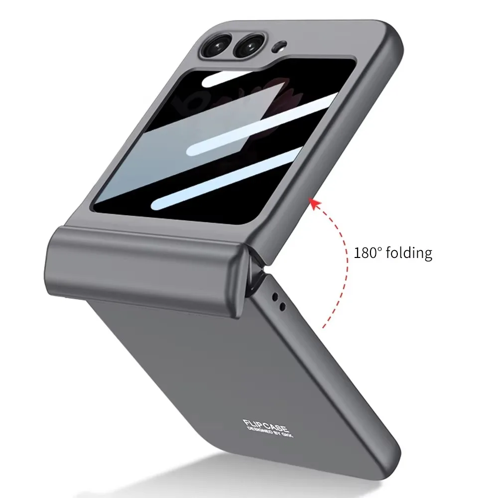 

For Samsung Galaxy Z Flip 7 6 5 4 Flip7FE 5G Magnetic Hinge Protection Phone Case Outer Screen Glass Matte Shockproof Hard Cover