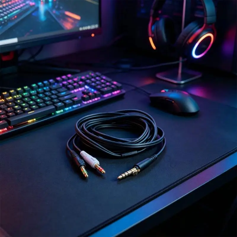 96BA 4,4-mm-Kopfhörerkabel mit fünf Kontakten für ATH-GDL3, zwei 3,5-mm-Enden mit drei Kontakten für PC-Sound- und – Detail 5