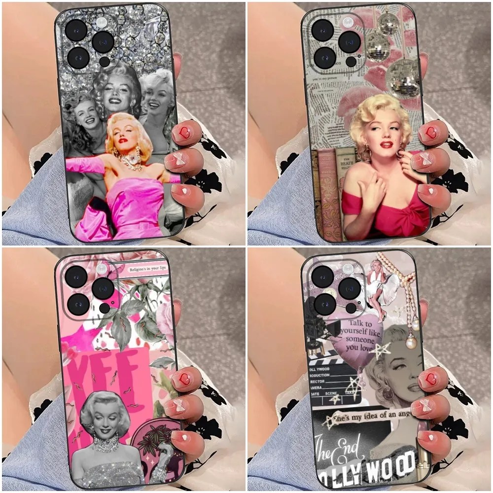 Pink M-Marilyn M-Monroe Phone Case For iPhone 16,15,14,13,12,Pro,Max,11,7,8,Plus,XR,XS Max Shockproof Silicone Soft Shell