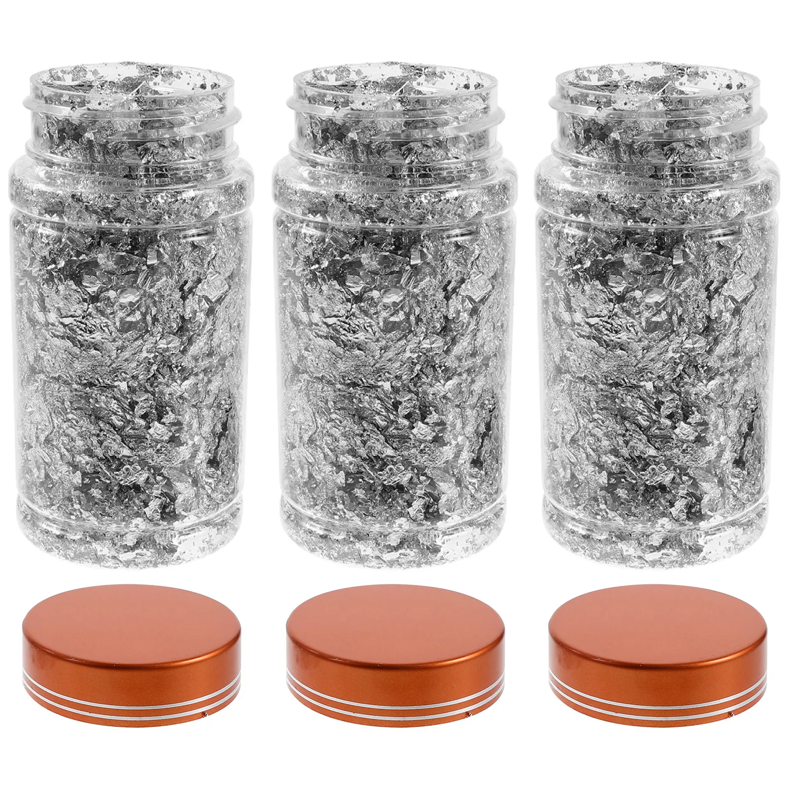 

3Pcs Mini Bottle Nail Art Tip Silver Foil Paper 3G Easy Apply DIY Decor for Natural Artificial Nails Party Makeup Home Phone