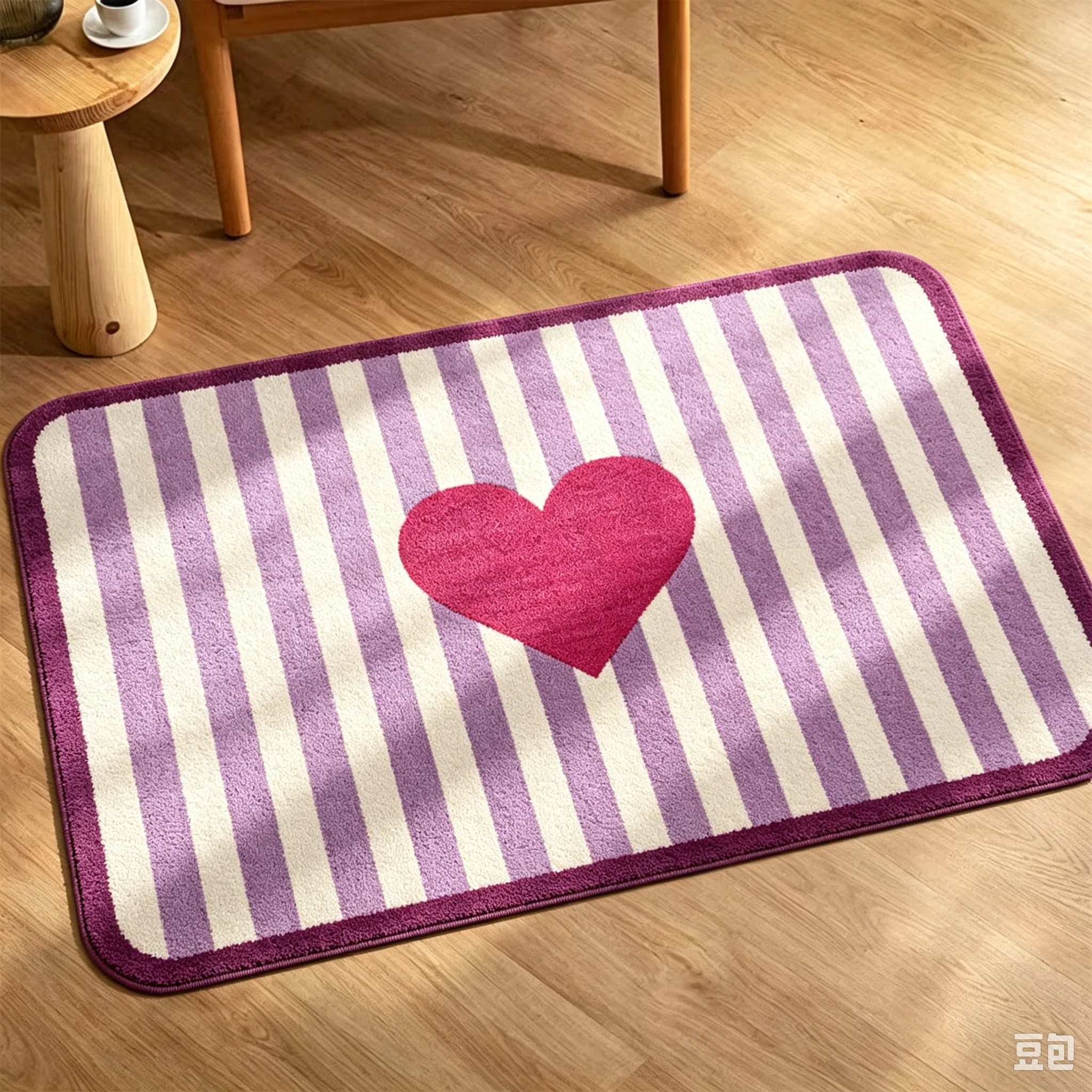 Heart Striped Decorative Doormat for Entryway Front Door Floor Mat Home Decor Multi Color Sweet Pattern Stylish Indoor House