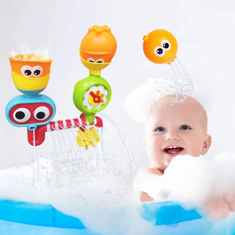 Eye Waterwheel Bathing Sucker Bathtub Baby Bath Toys Water Spray Play Set Shower Sprinkler Toy For Kids Toddler Children