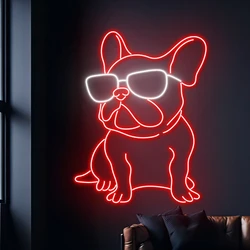 Bulldog In Glasses Neon Sign Home Wall Art Decor